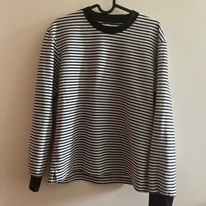 Navy and white oversized striped long sleeve top